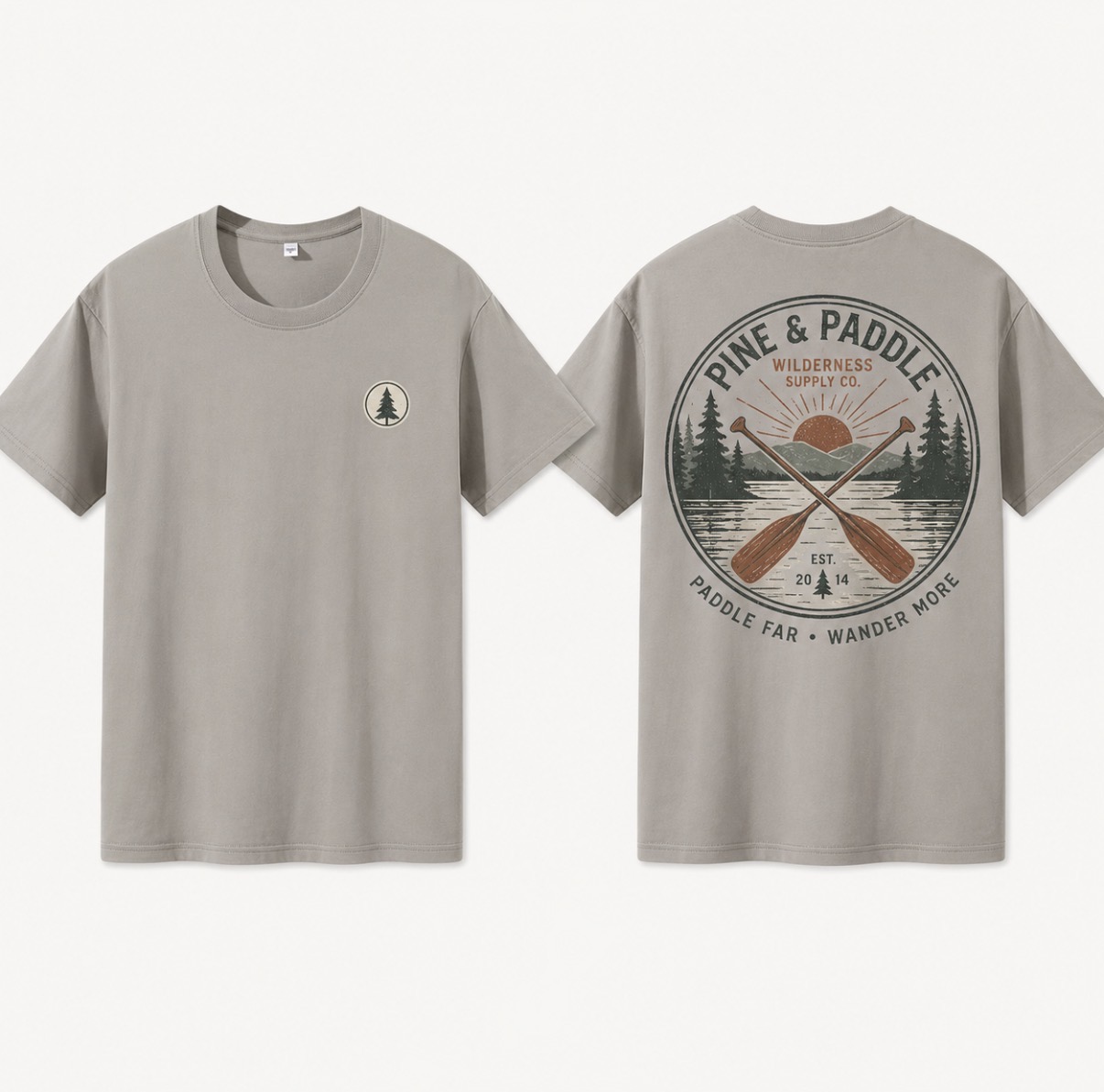 PINE & PADDLE Pine & Paddle “Crossed Paddles” Heavyweight Tee — Stone