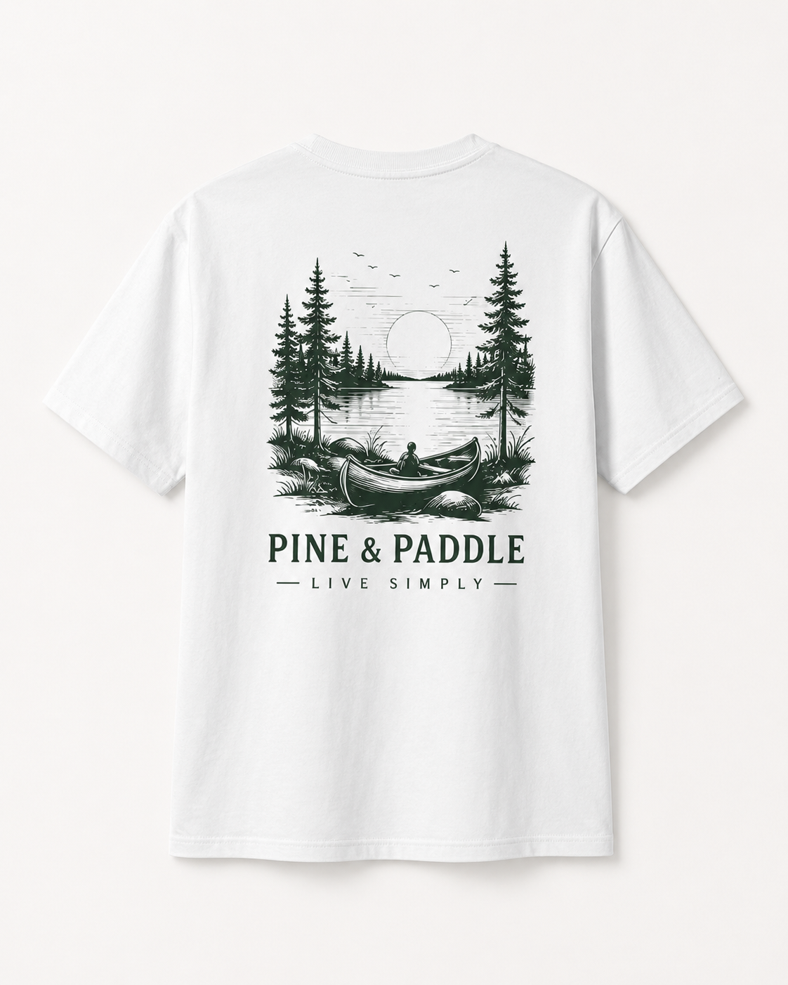 Paddle far. Live simply. Wander often. Live Simply Canoe Tee