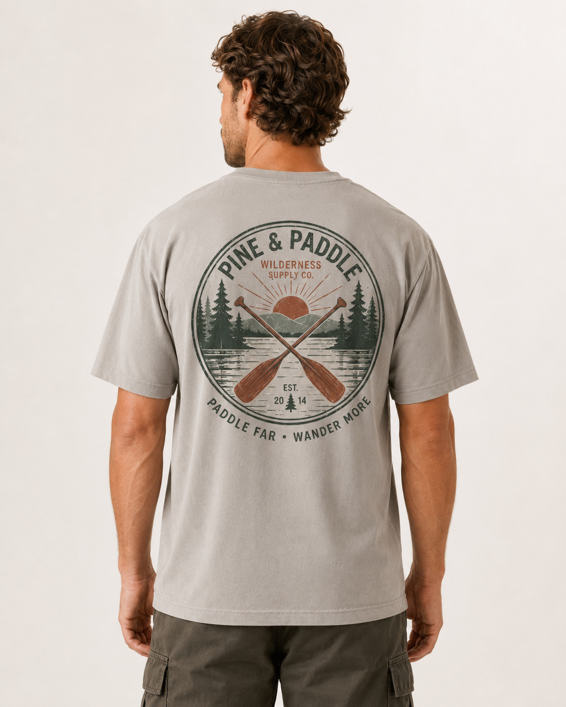 Pine & Paddle “Crossed Paddles” Heavyweight Tee — Stone